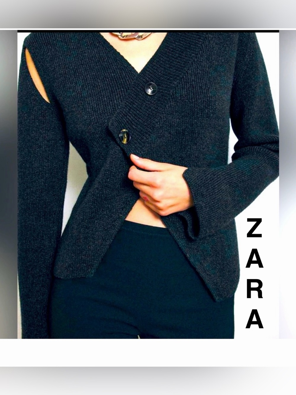 ZARA Cut Out WoolCashmere Blend Women's Jacket/Sweater - Size XL - NEW